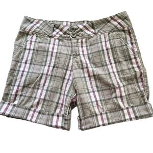 Plaid Shorts Size 15 Juniors Low Waist Pockets Festival Grunge Cabincore Vintage